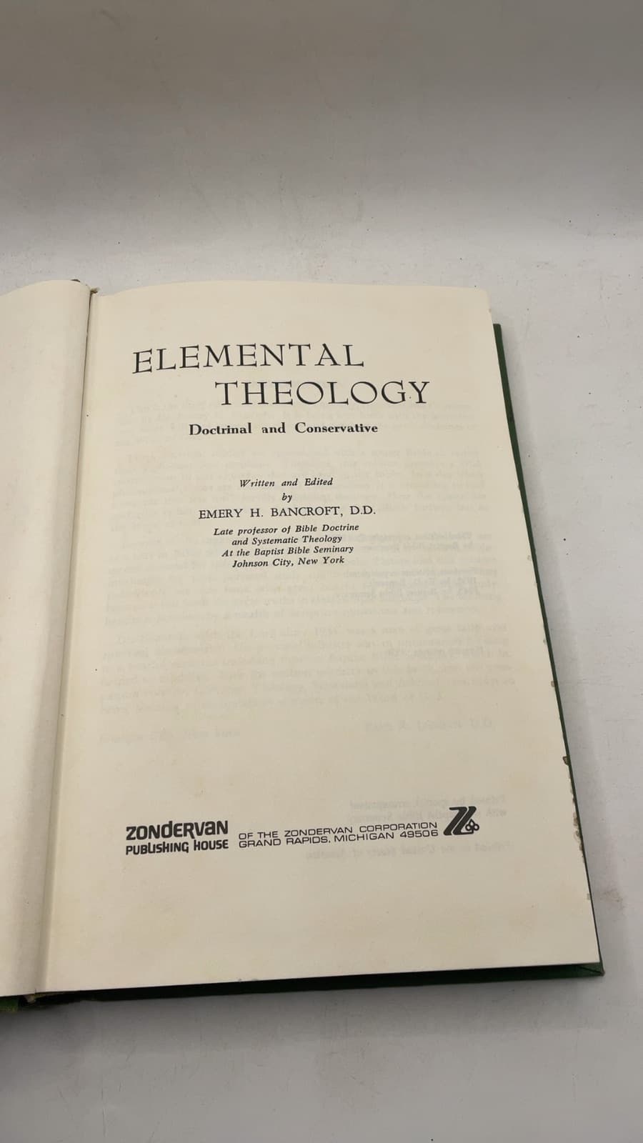 Elemental Theology: Doctrinal and Conservative by Emery H. Bancroft, D.D. - title page