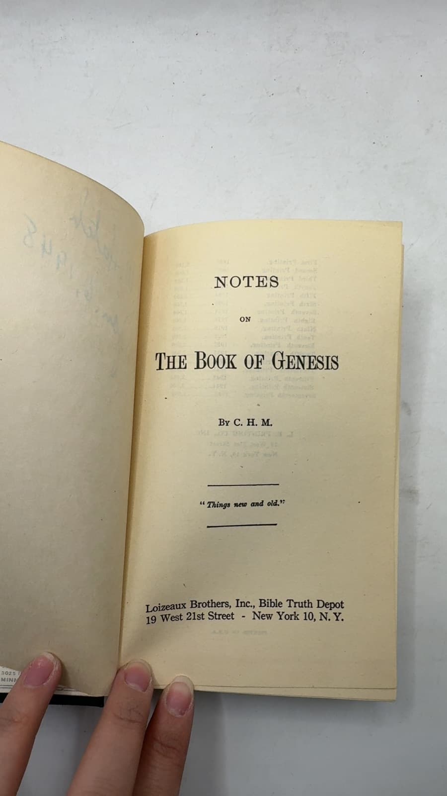 Notes ON THE Book OF Genesis by C. H. M. - title page