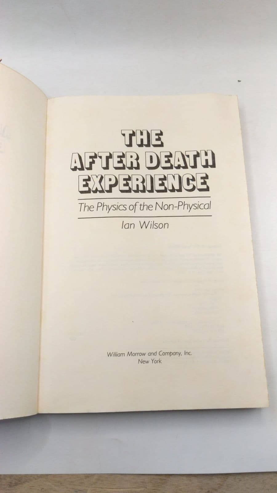 The After Death Experience: The Physics of the Non-Physical by Ian Wilson - title page