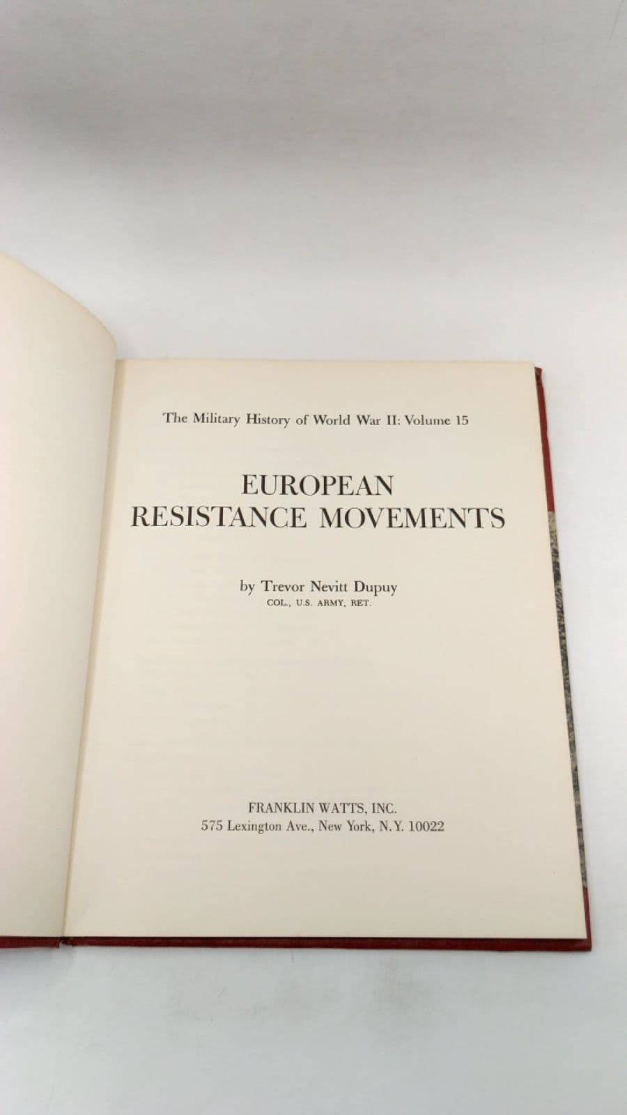 European Resistance Movements by Trevor Nevitt Dupuy - title page