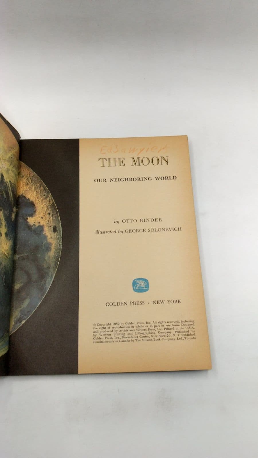 THE MOON Our Neighboring World by Otto Binder - title page