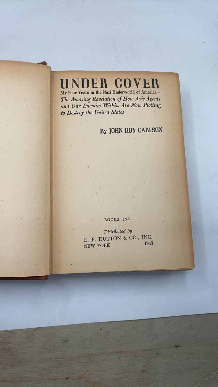 Under Cover by John Roy Carlson - title page