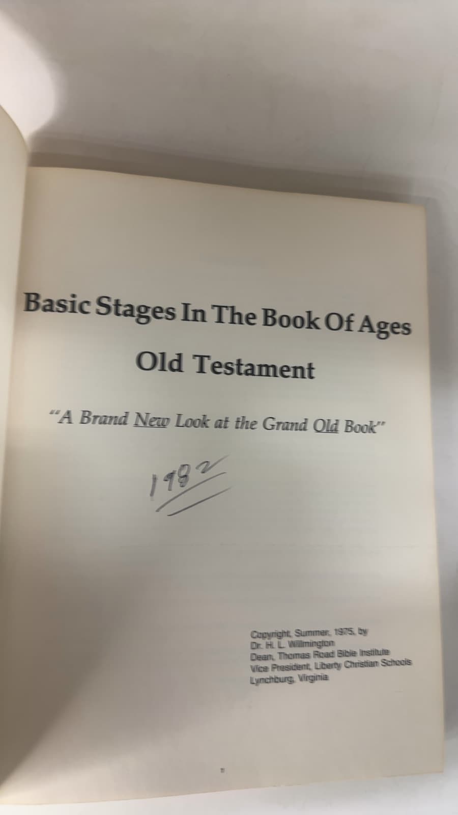 Basic Stages in the Book of Ages (Old Testament) by H. L. Willmington - title page
