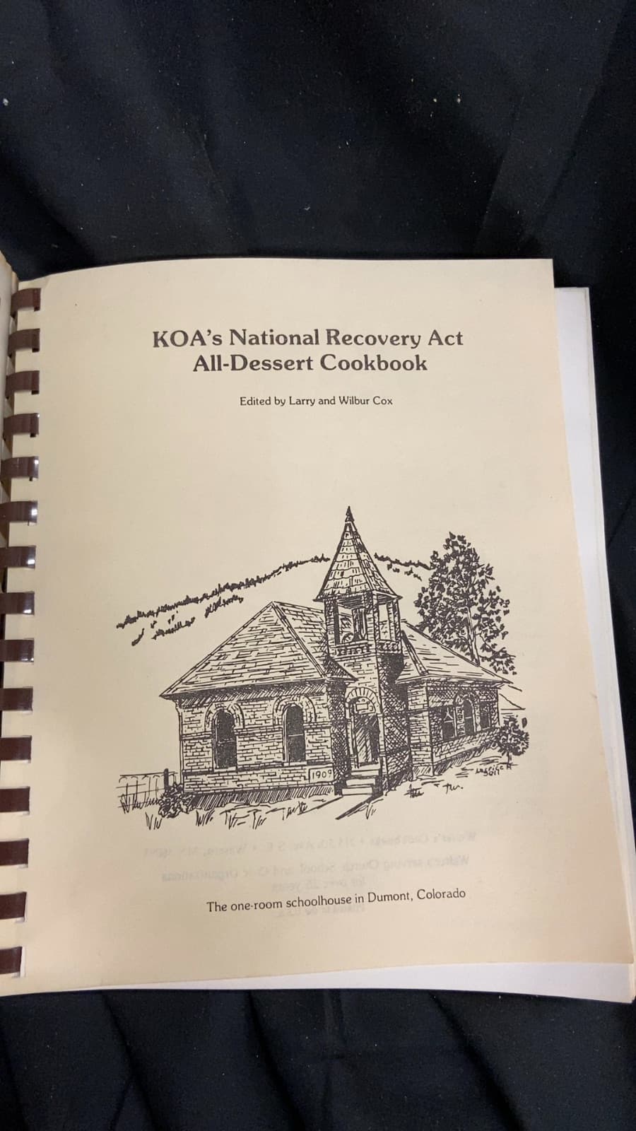 KOA's National Recovery Act All-Dessert Cookbook by Larry and Wilbur Cox - title page