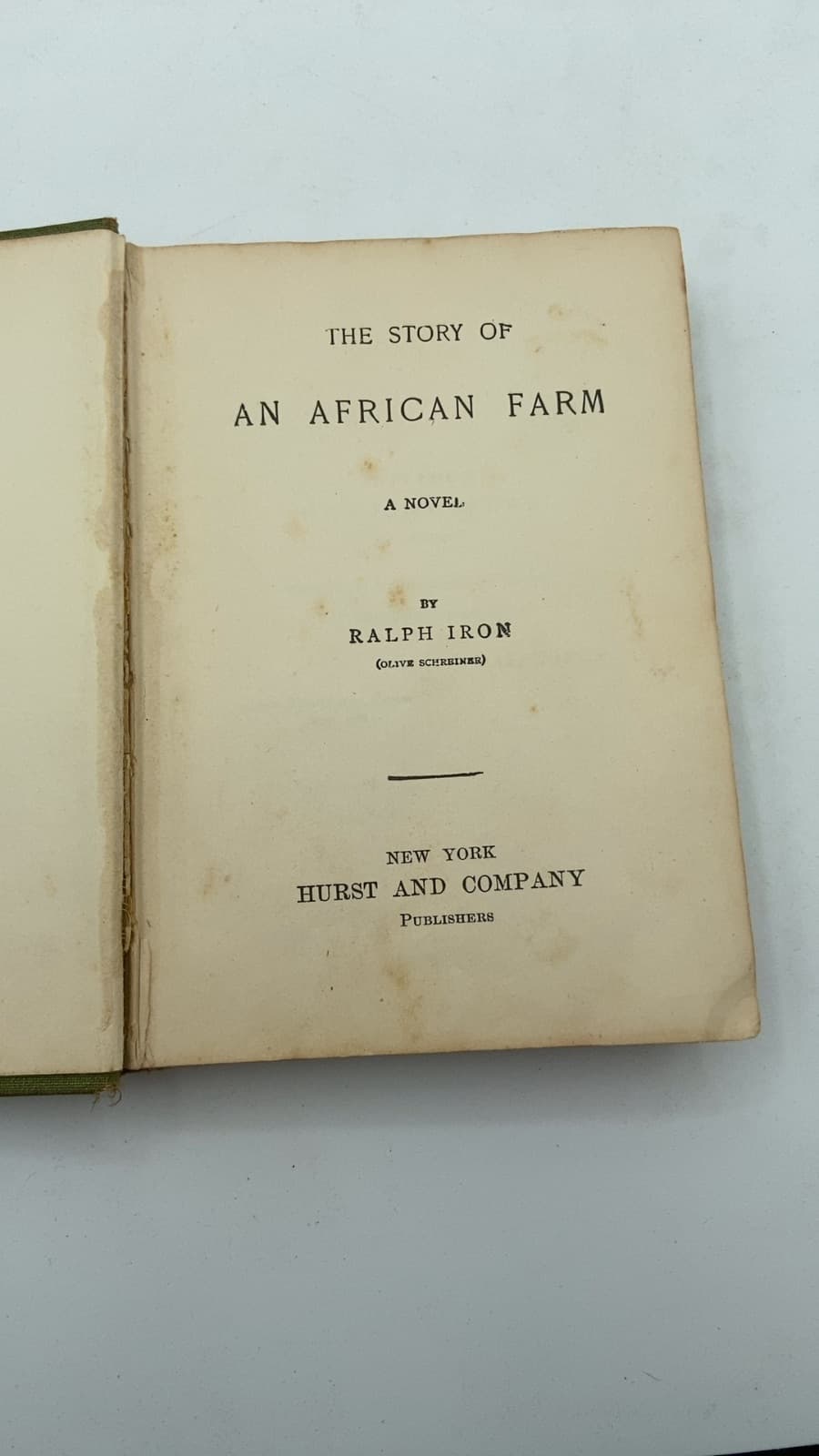 The Story of an African Farm by Ralph Iron (Olive Schreiner) - title page