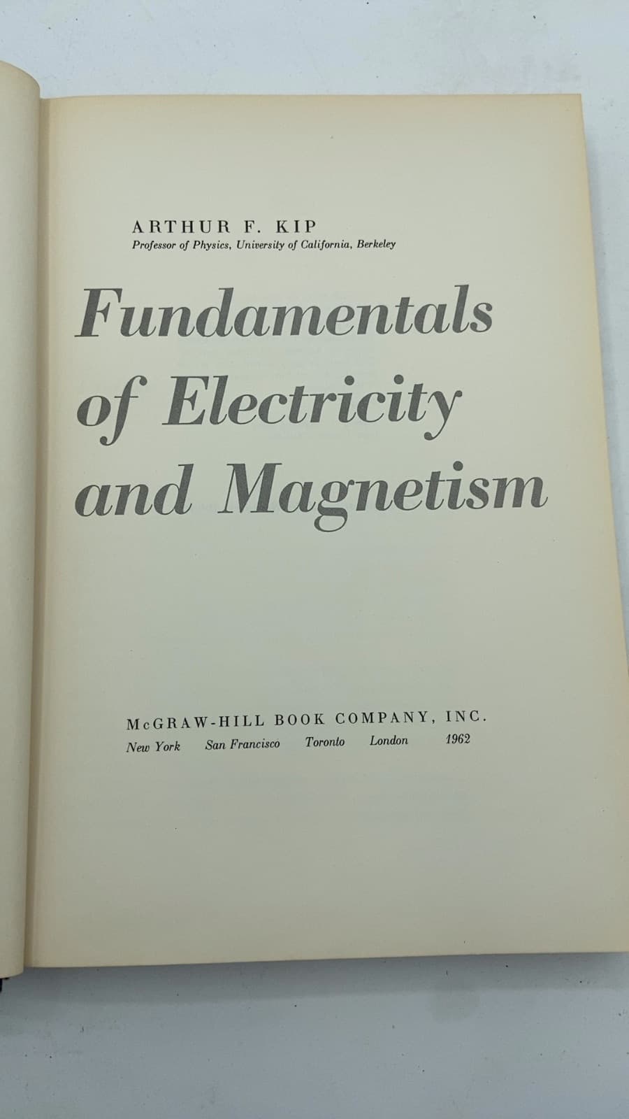 Fundamentals of Electricity and Magnetism by Arthur F. Kip - title page