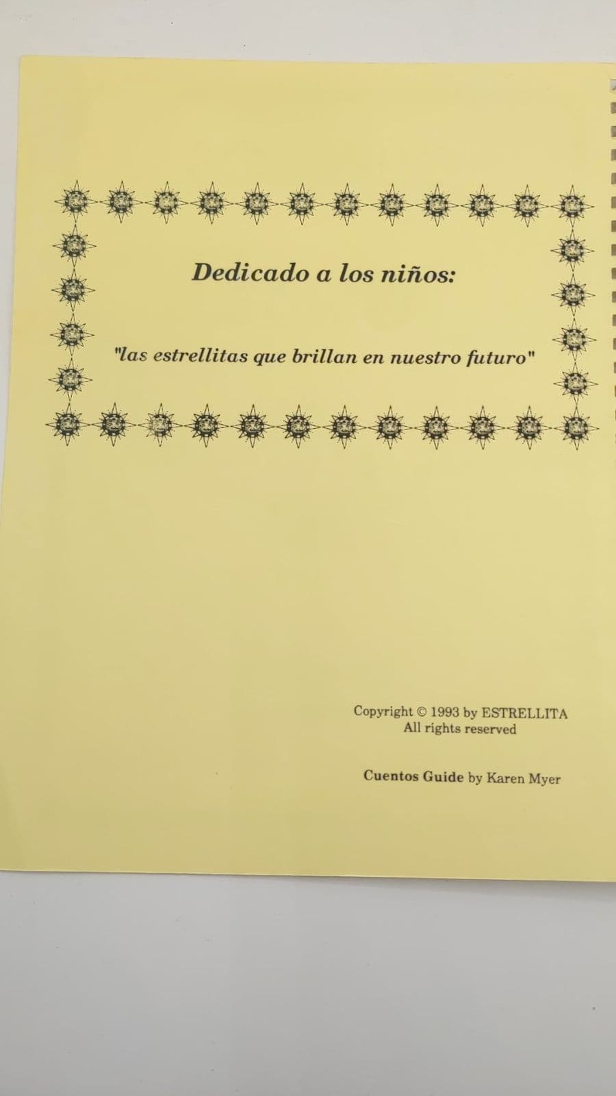 Cuentos Guide by Karen Myer - title page