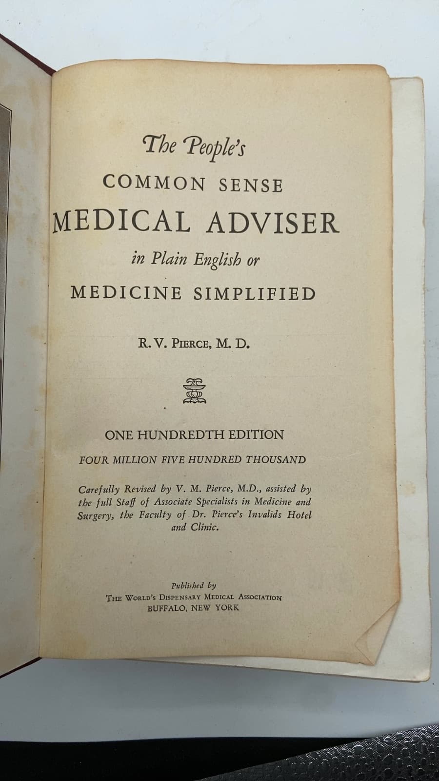 The People's Common Sense Medical Adviser in Plain English or Medicine Simplified by R. V. Pierce, M.D. - title page