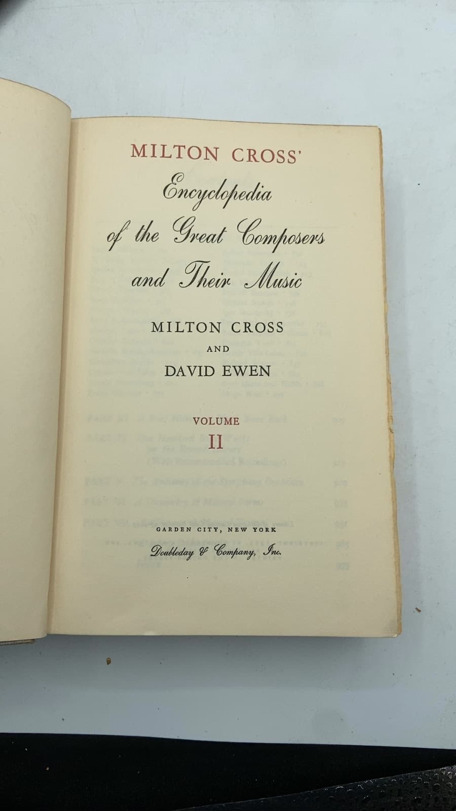 Milton Cross' Encyclopedia of the Great Composers and Their Music, Volume II by Milton Cross and David Ewen - title page