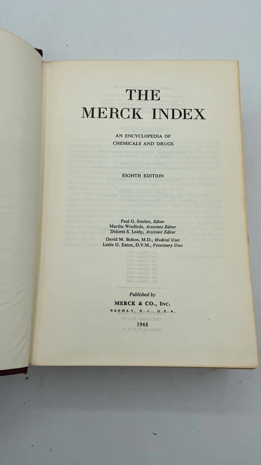 The Merck Index by Paul G. Stecher, Editor - title page