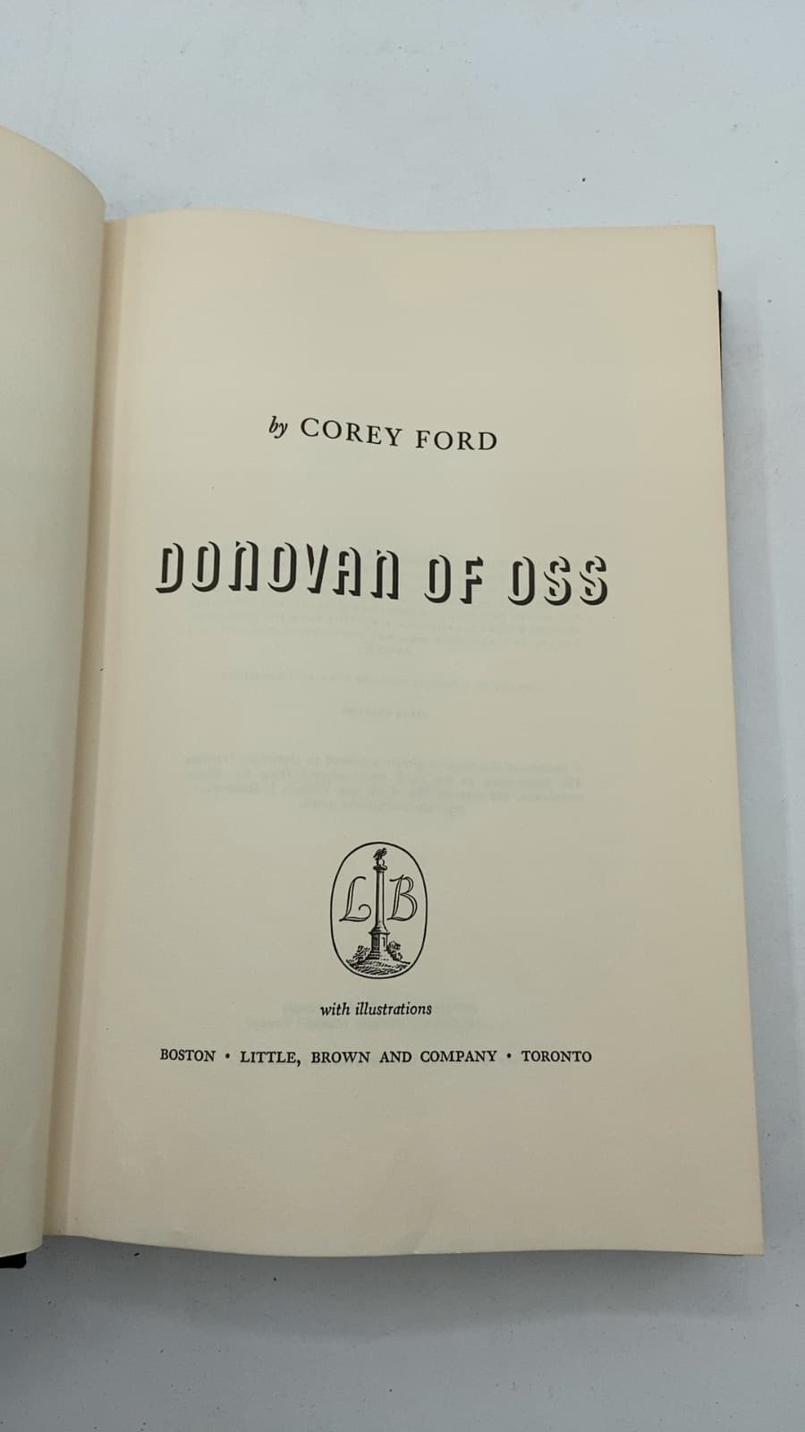 Donovan of OSS by Corey Ford - title page