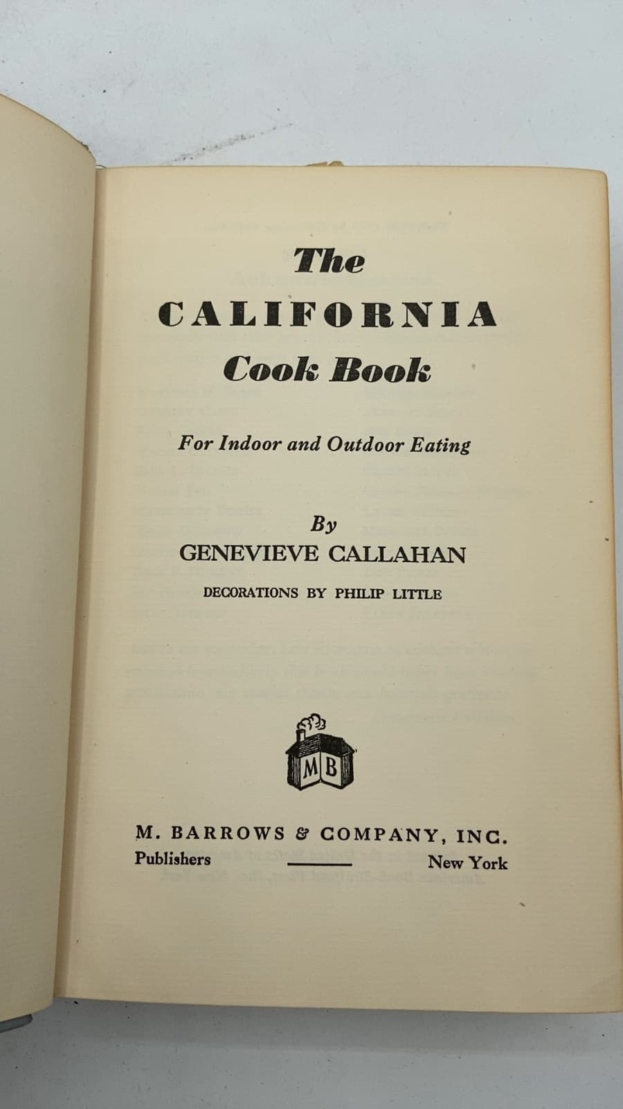 The California Cook Book by Genevieve Callahan - title page