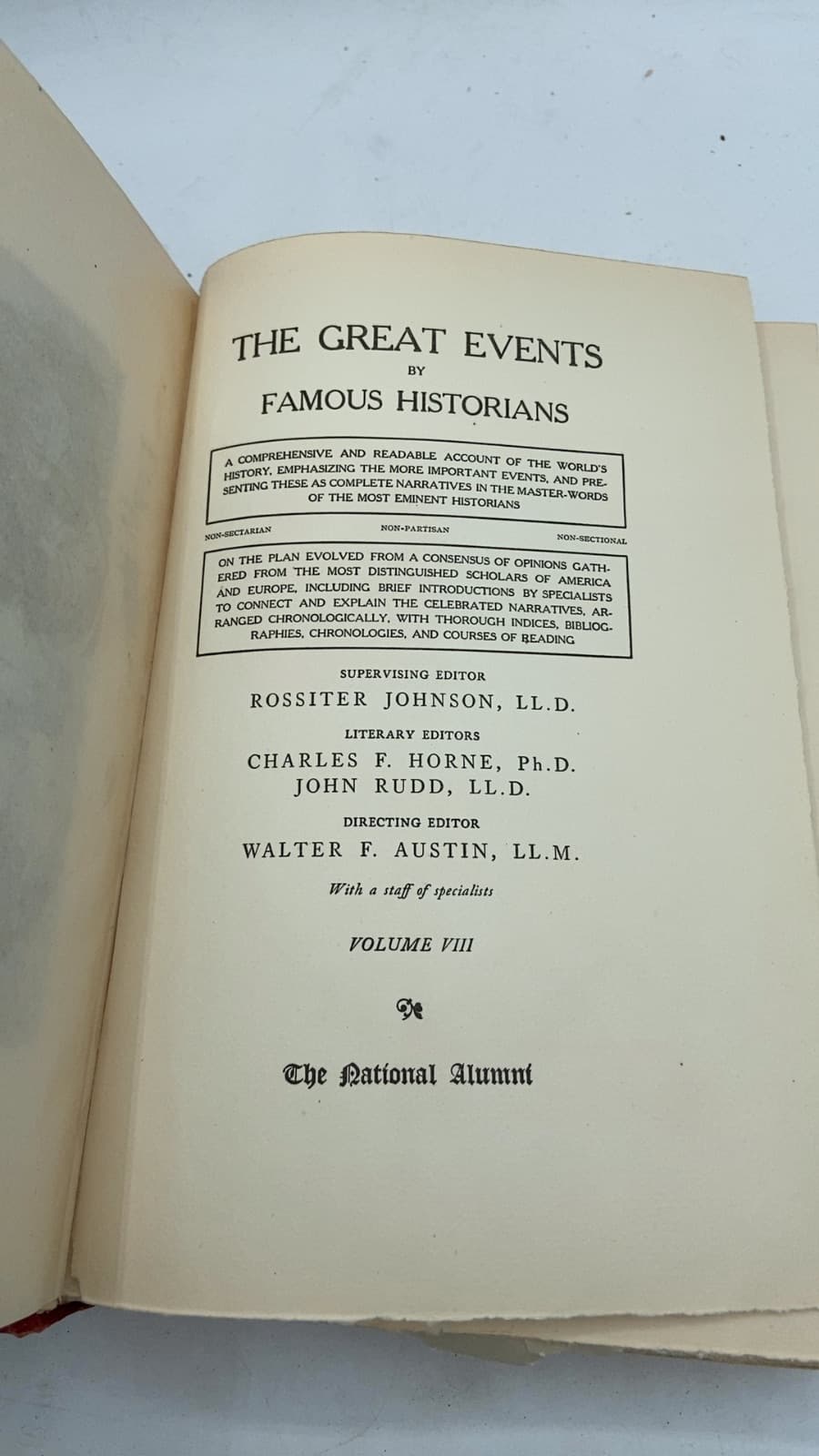 The Great Events by Famous Historians volume 8 by unknown (edited by Rossiter Johnson, Charles F. Horne, John Rudd, Walter F. Austin) - title page