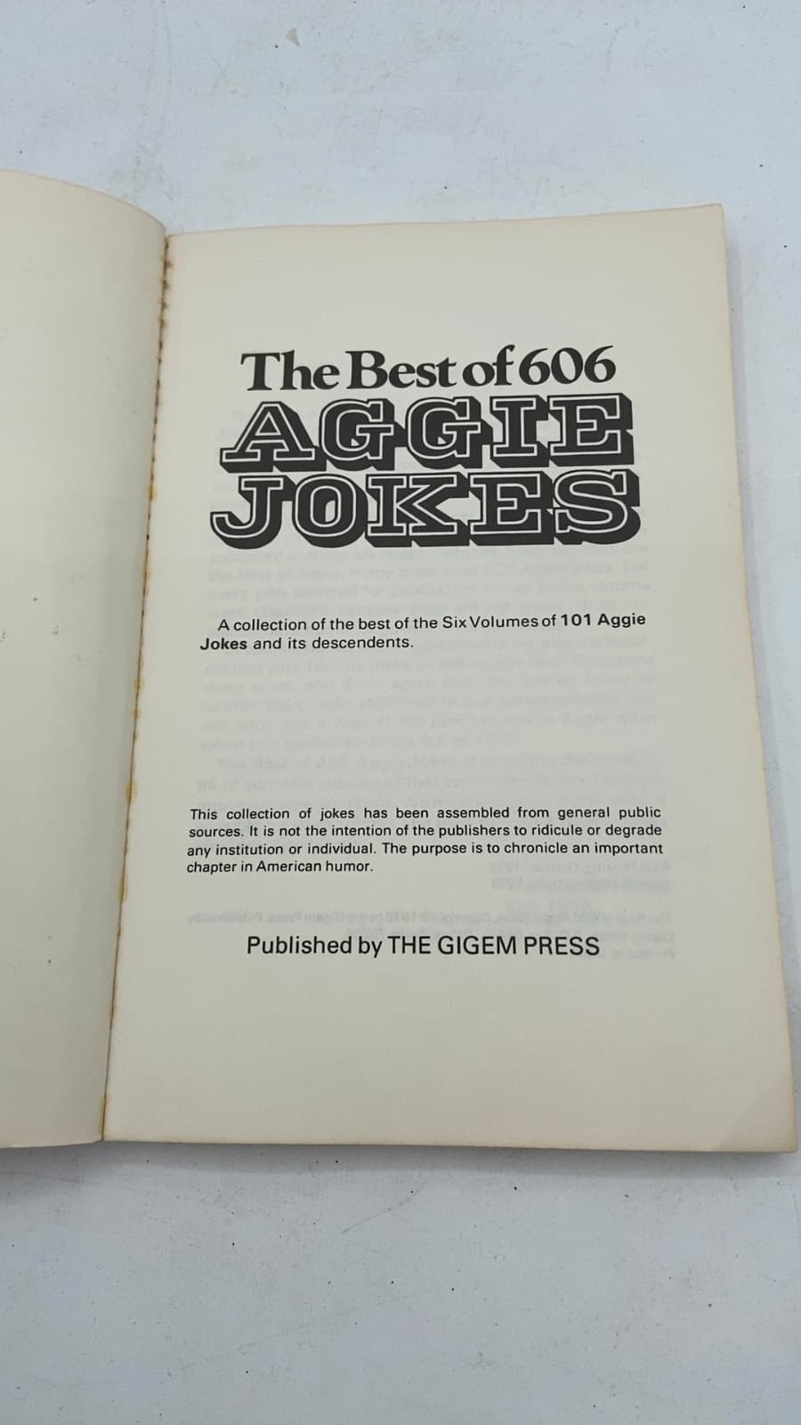 The Best of 606 Aggie Jokes - title page
