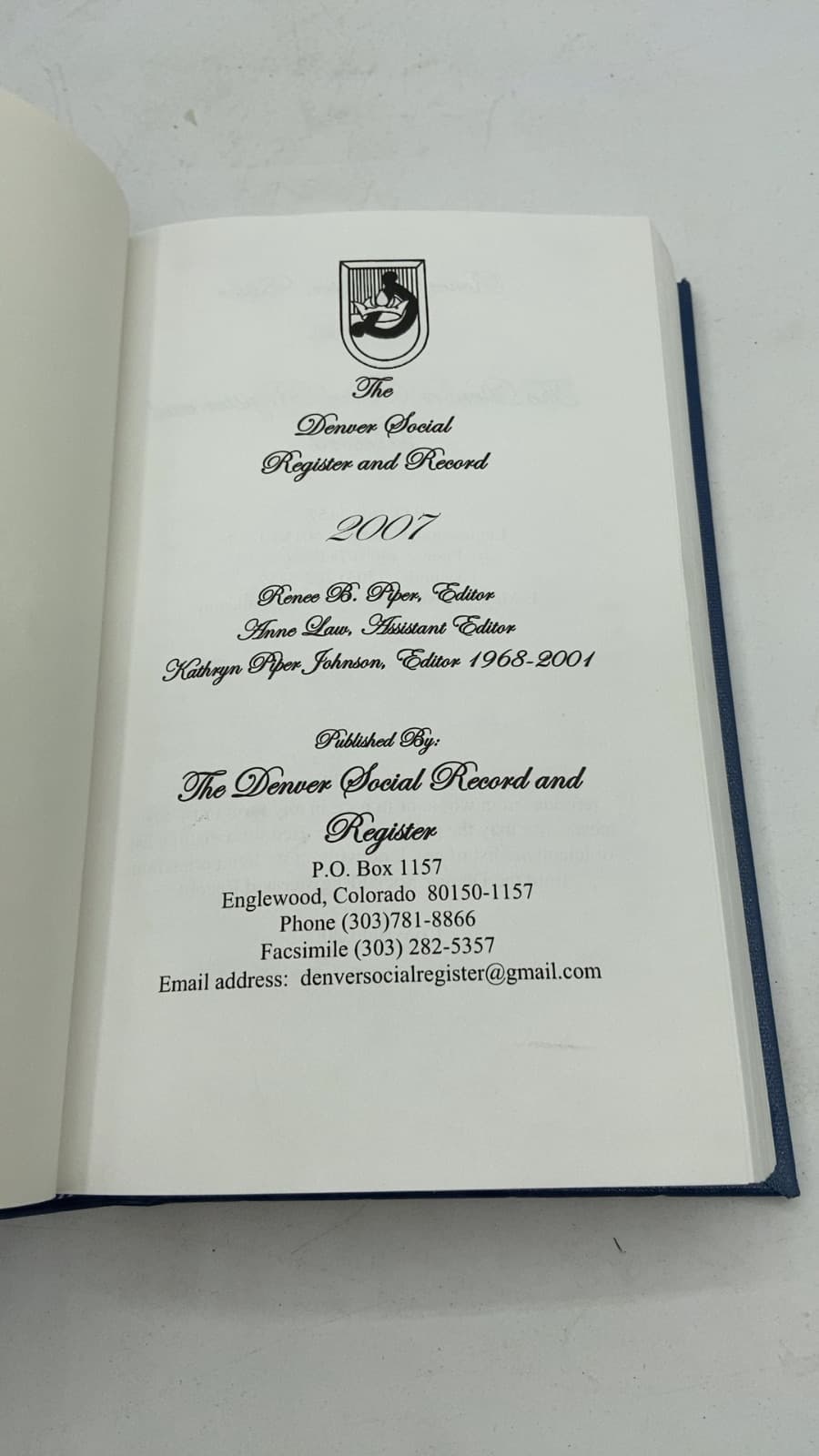 The Denver Social Register and Record - title page