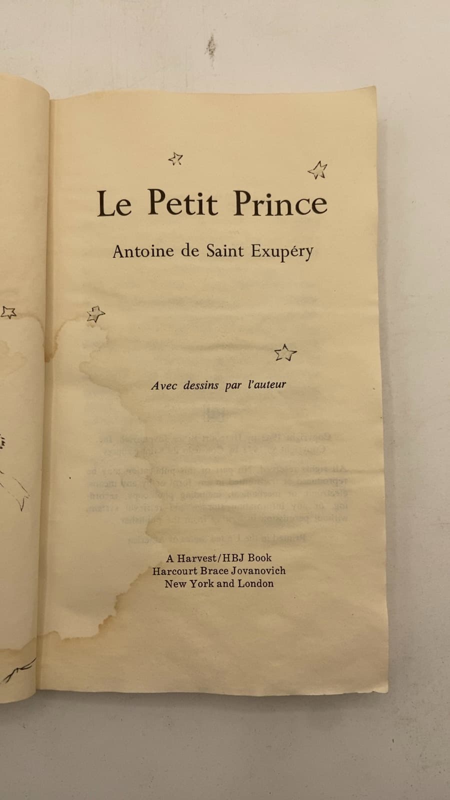 Le Petit Prince by Antoine de Saint Exupéry - title page