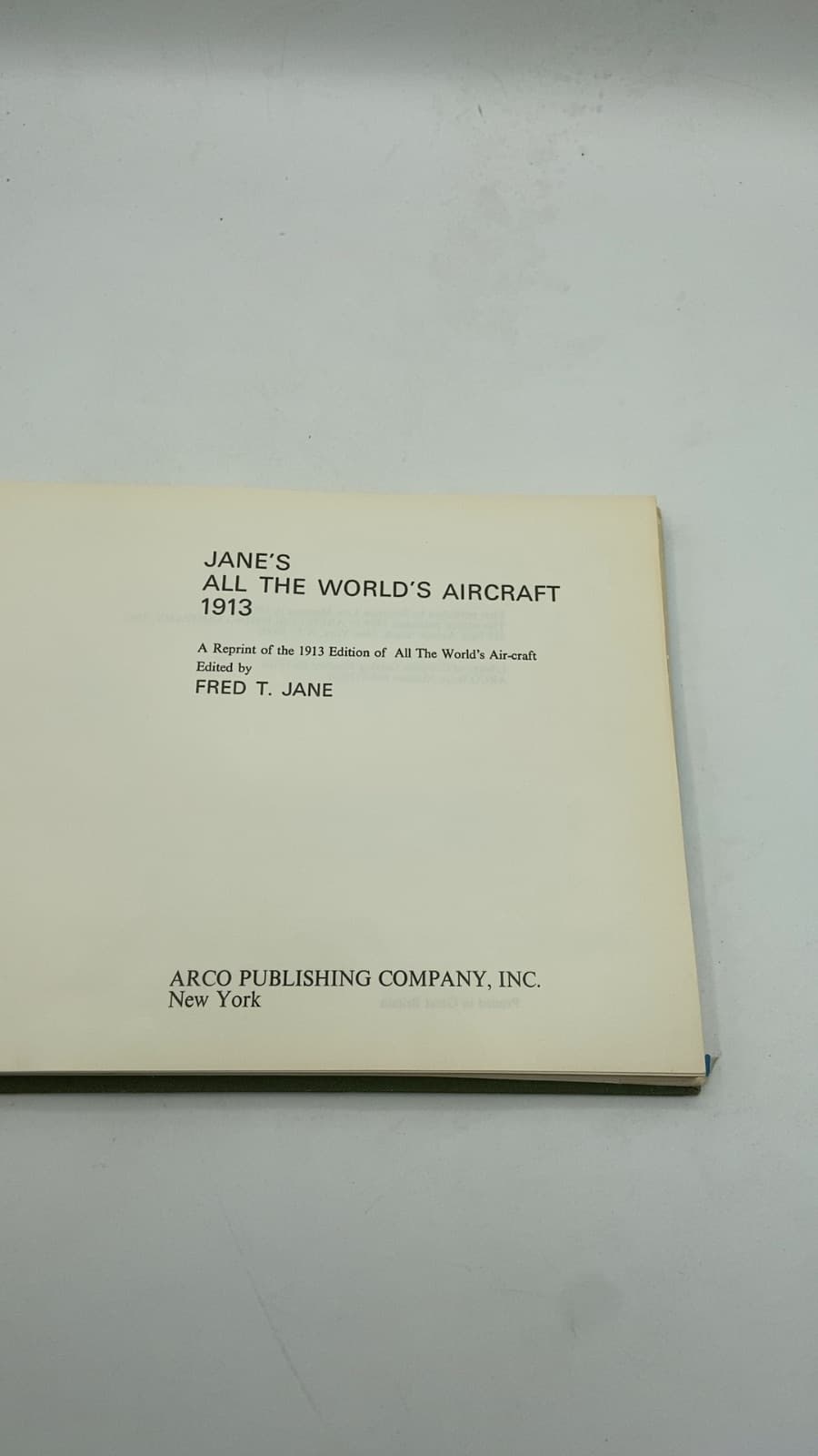 Jane's ALL THE World's Aircraft 1913 by Fred T. Jane - title page