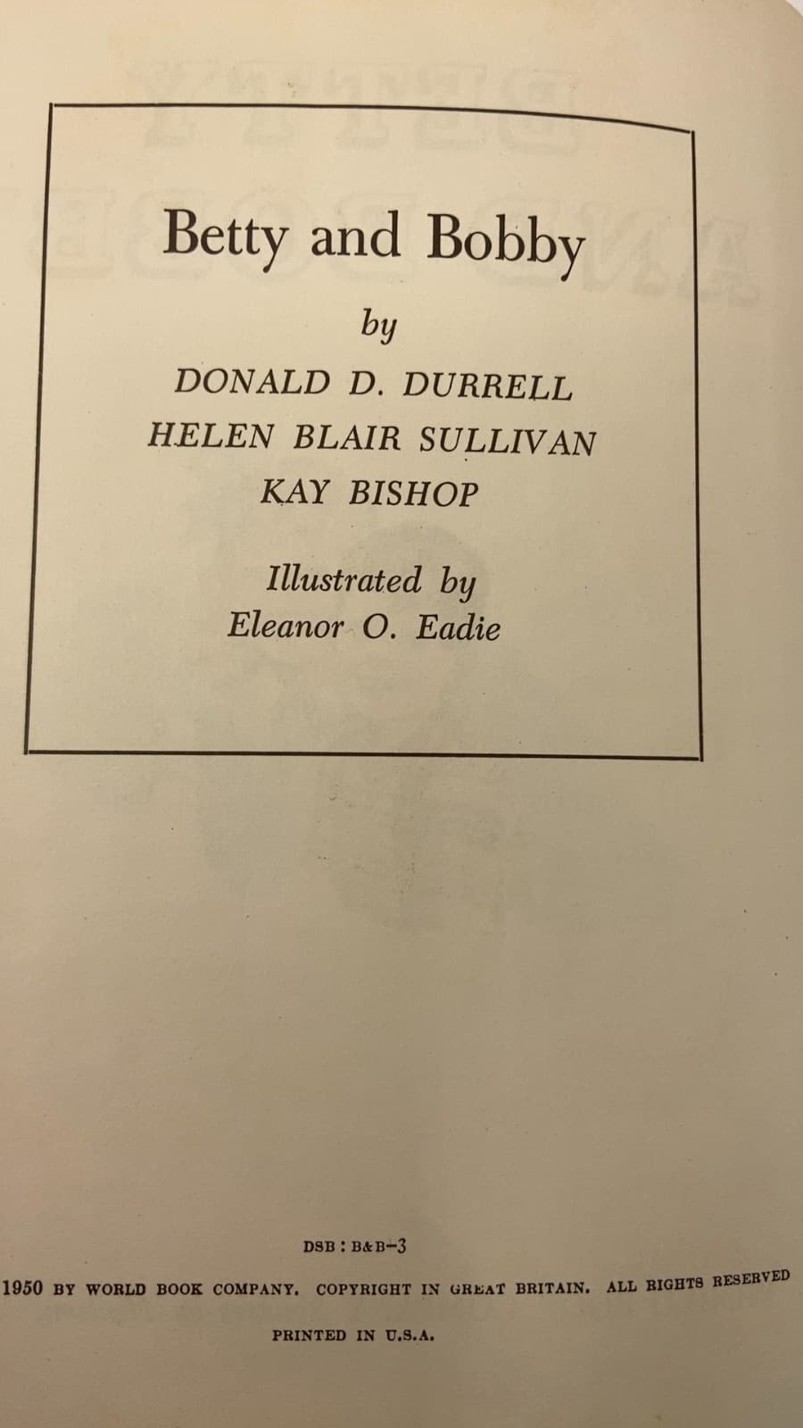 Betty and Bobby by Donald D. Durrell, Helen Blair Sullivan, Kay Bishop - title page