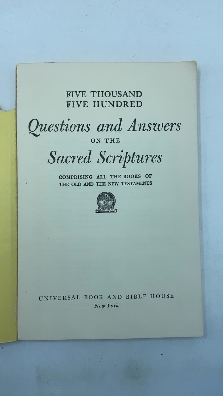 5500 Questions and Answers on the Sacred Scriptures - title page