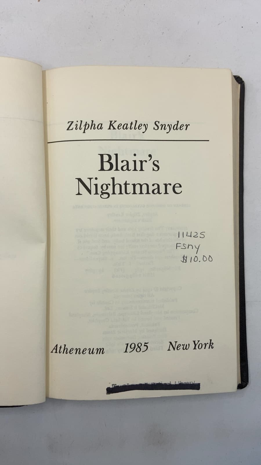 Blair's Nightmare by Zilpha Keatley Snyder - title page
