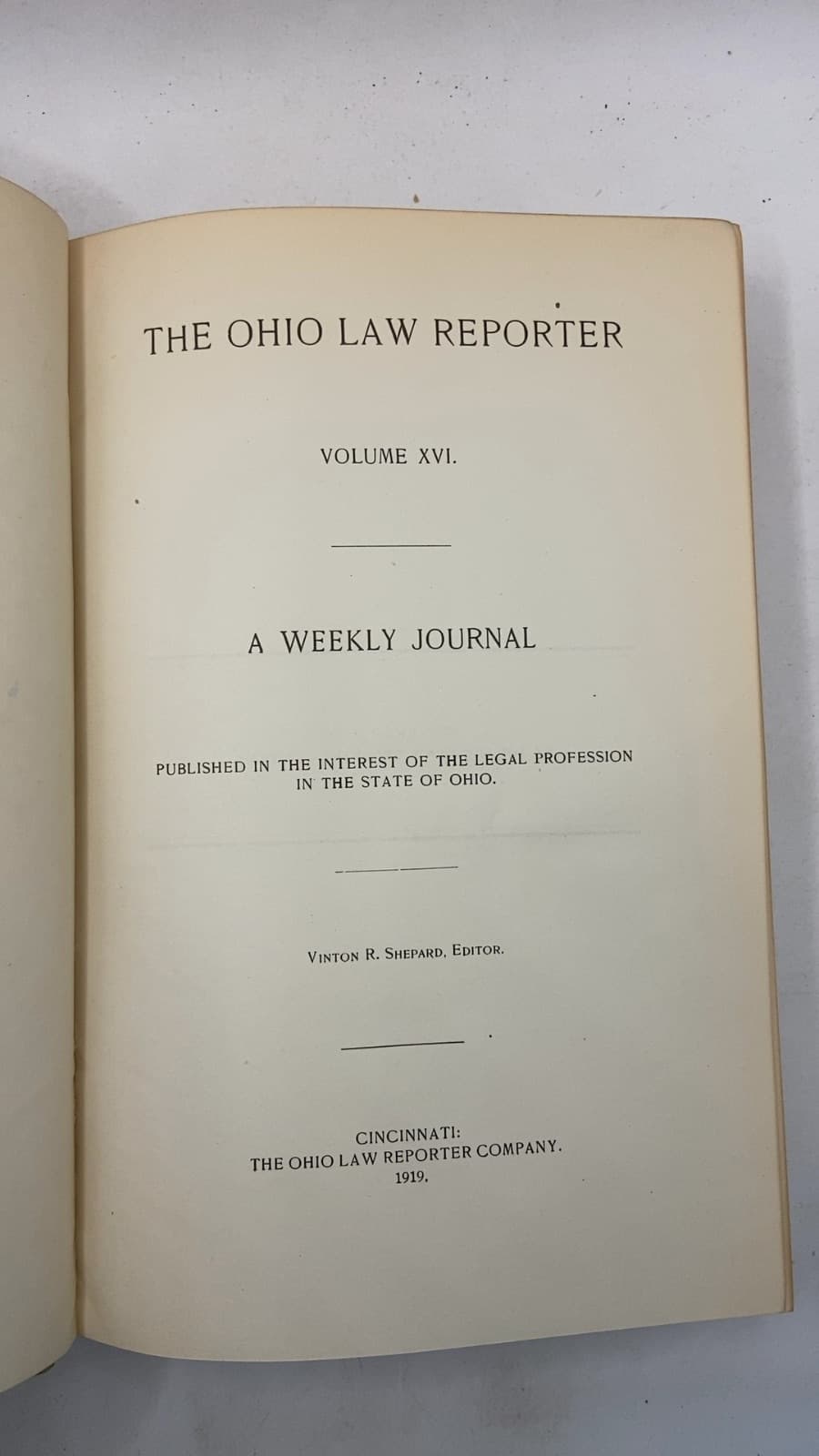 THE Ohio LAW Reporter - title page