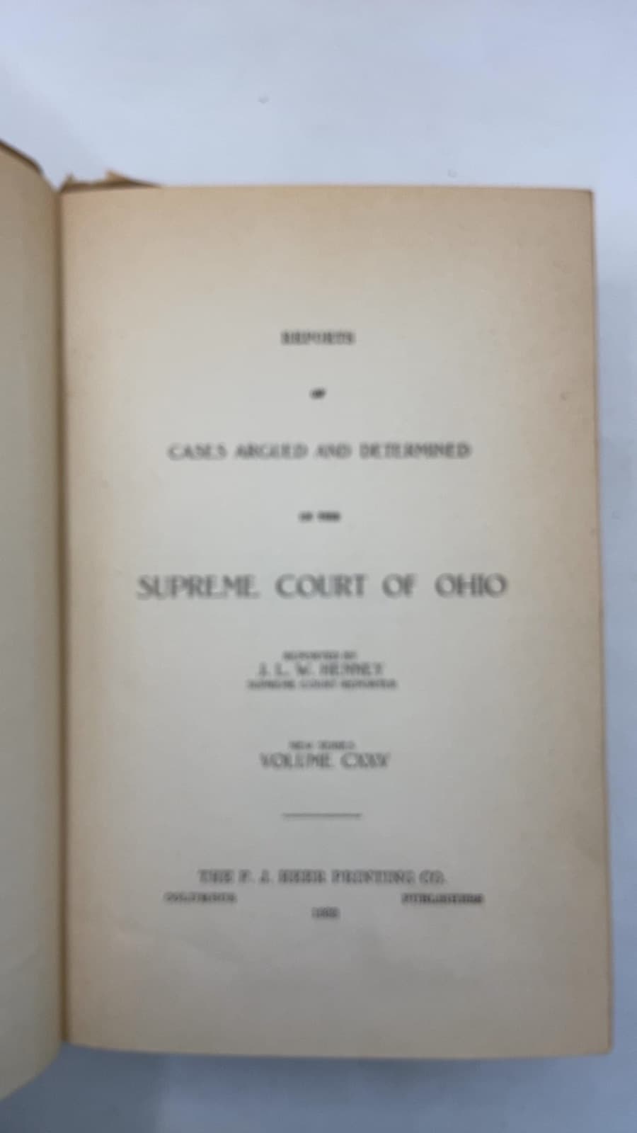 Reports of Cases Argued and Determined...Vol. 125 by J. L. W. Henney - title page
