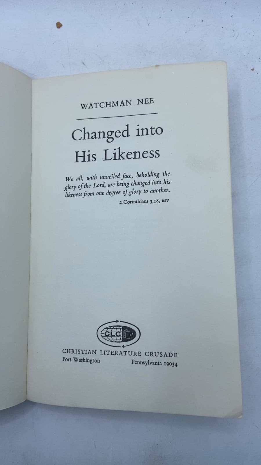 Changed into His Likeness by Watchman Nee - title page