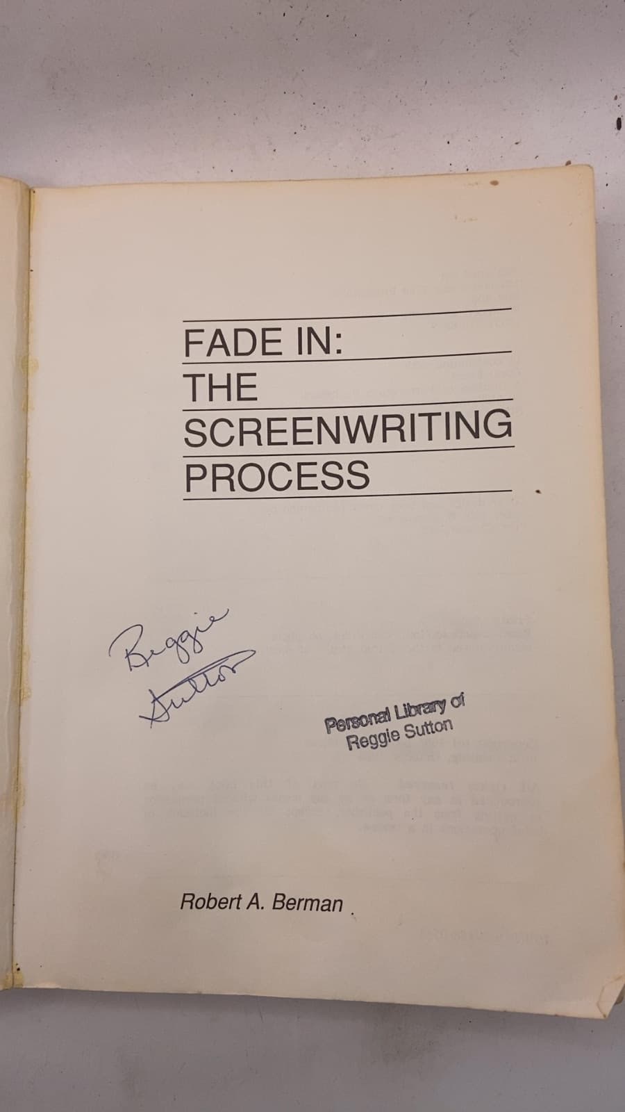 Fade In: THE Screenwriting Process by Robert A. Berman - title page
