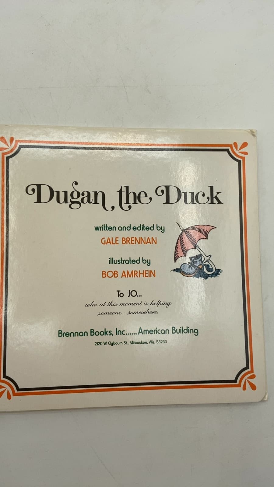 Dugan the Duck by Gale Brennan - title page