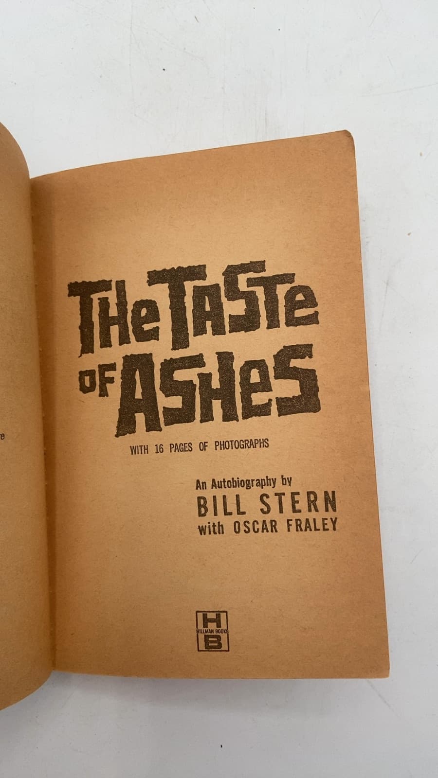 The Taste of Ashes by Bill Stern with Oscar Fraley - title page