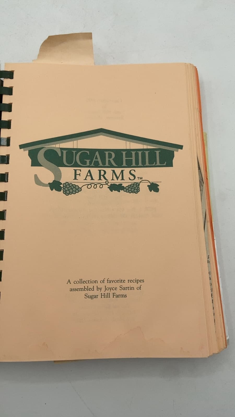 Sugar Hill Farms Cookbook by Joyce Sartin - title page