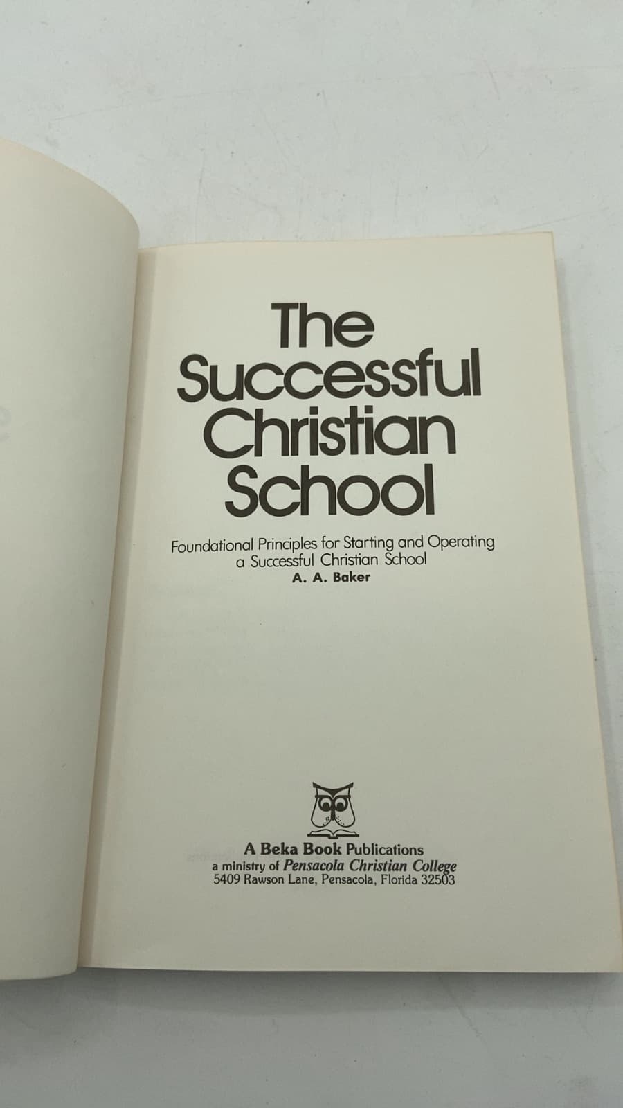 The Successful Christian School by A. A. Baker - title page