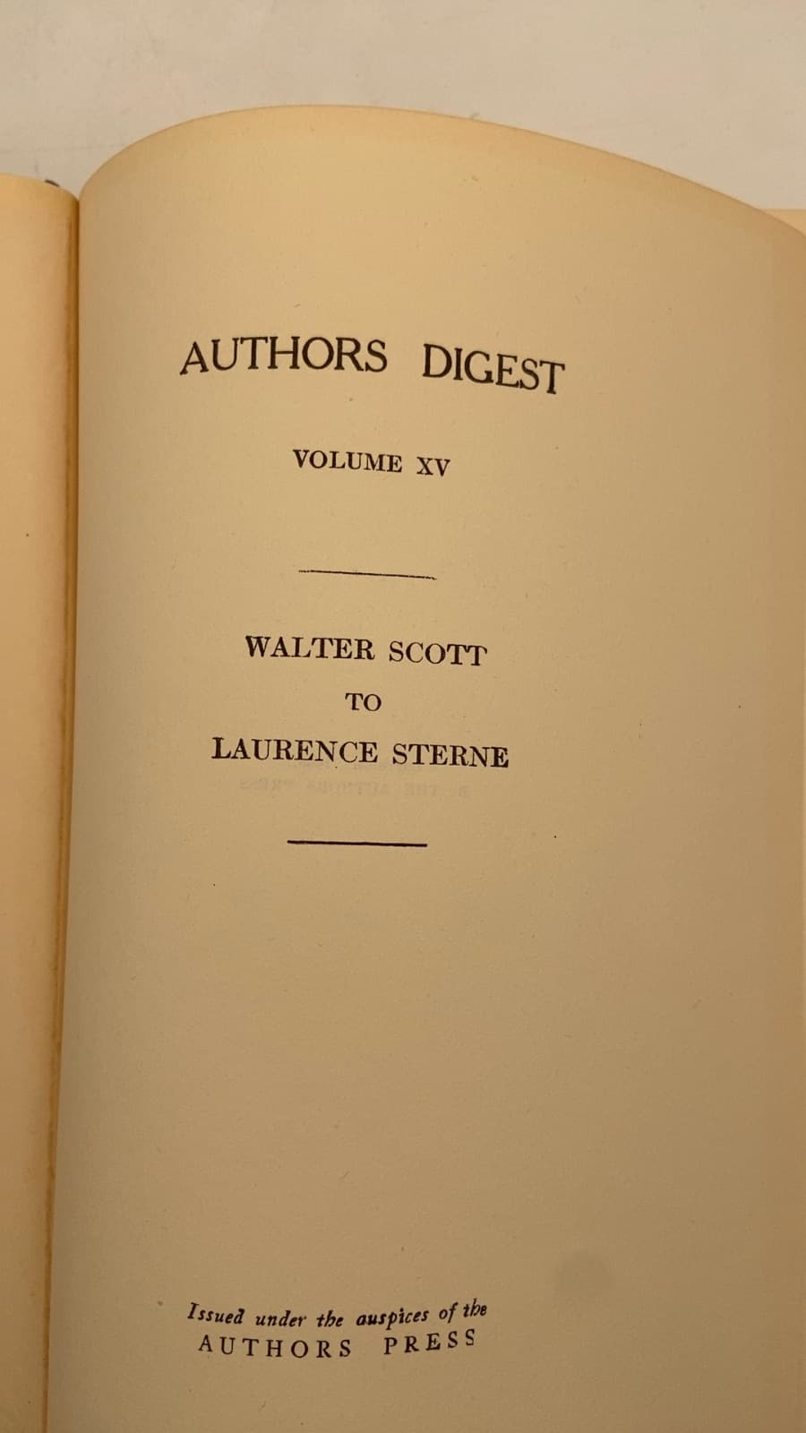Authors Digest Volume XV - title page