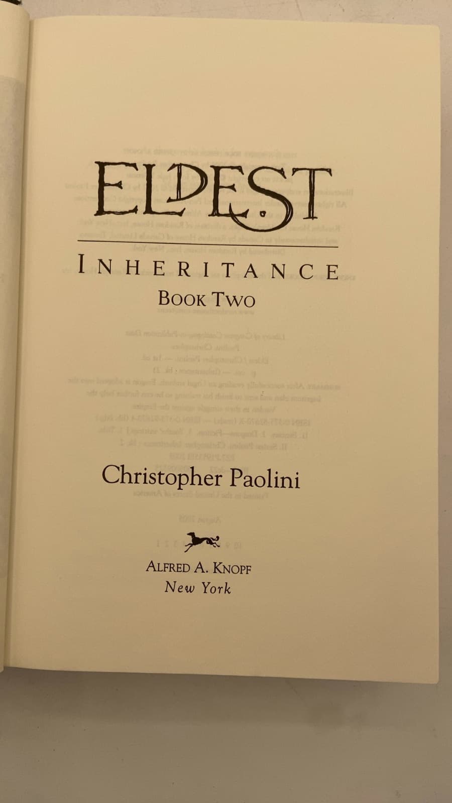 Eldest First Edition by Christopher Paolini - title page