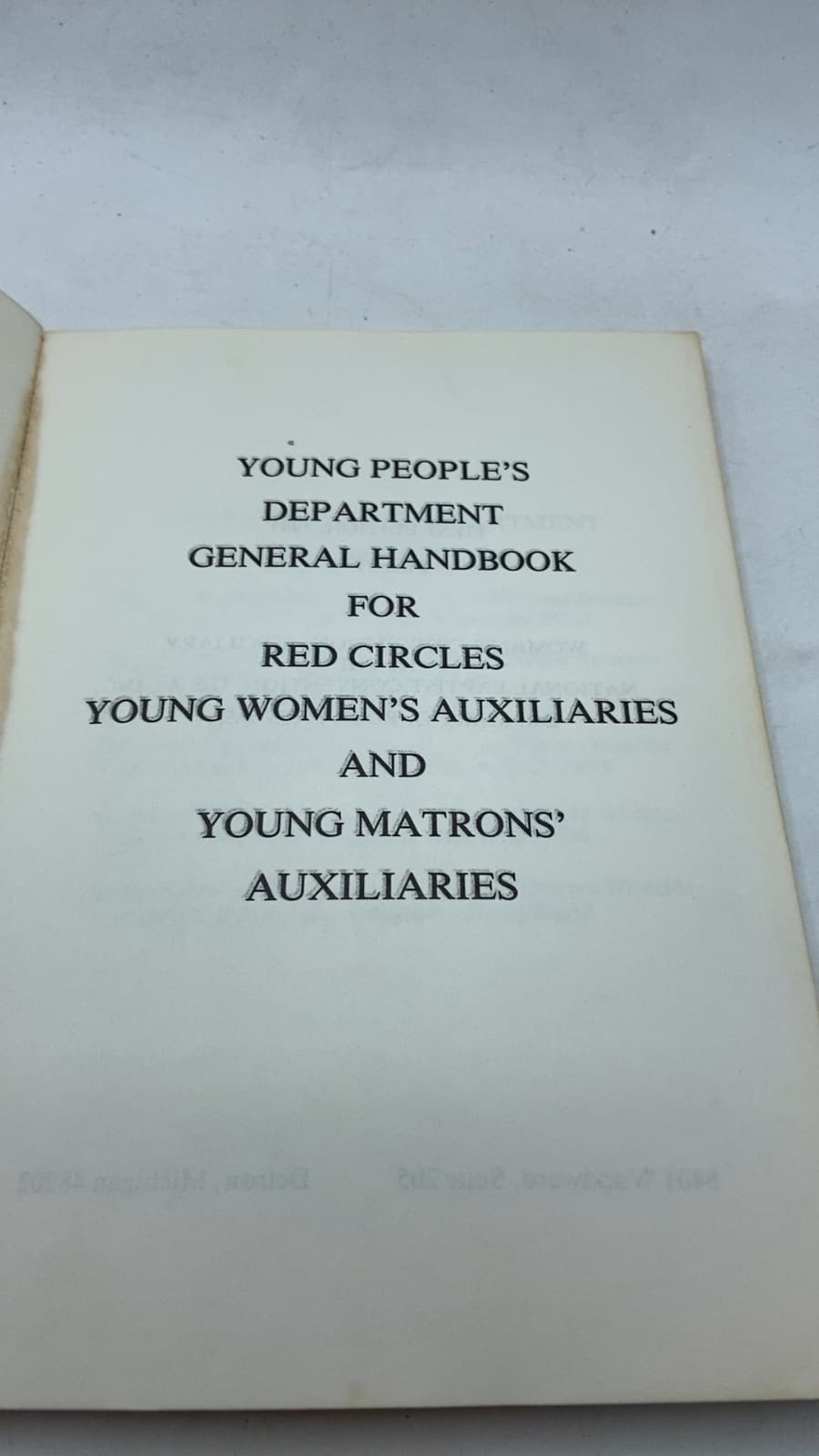 General Handbook for Red Circles Young Women's Auxiliaries and Young Matrons Auxiliaries - title page