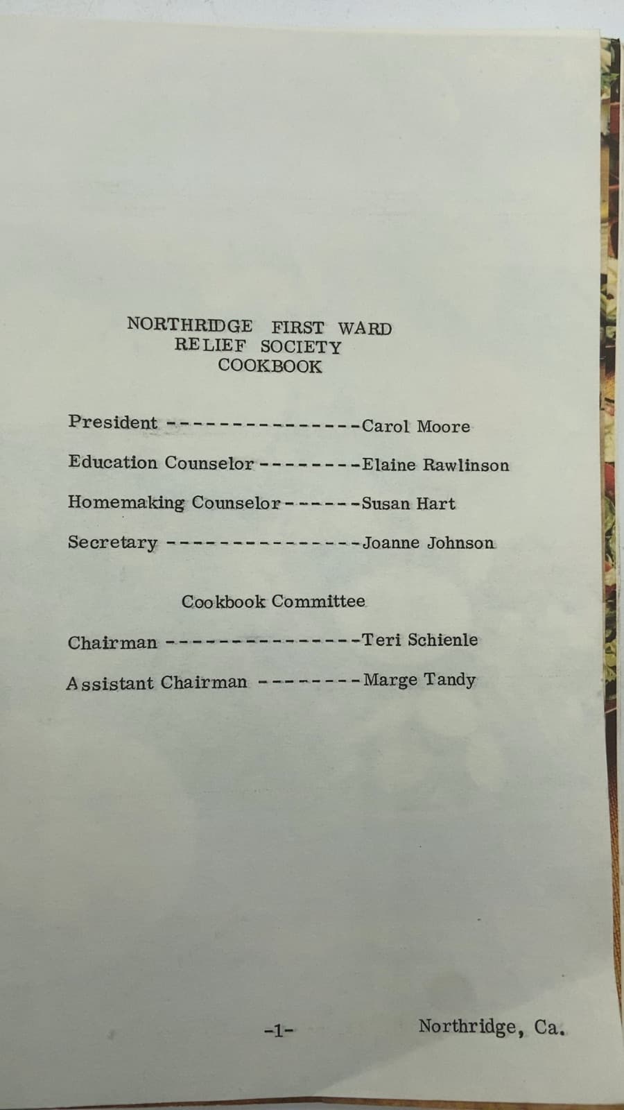 Our Favorite Recipes - title page