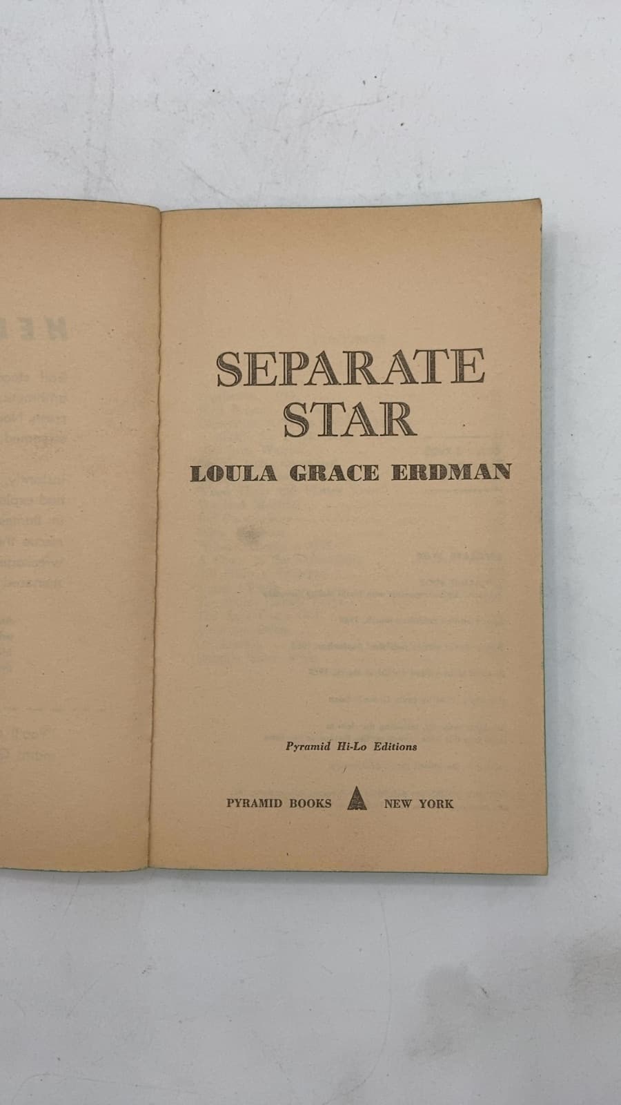Separate Star by Loula Grace Erdman - title page