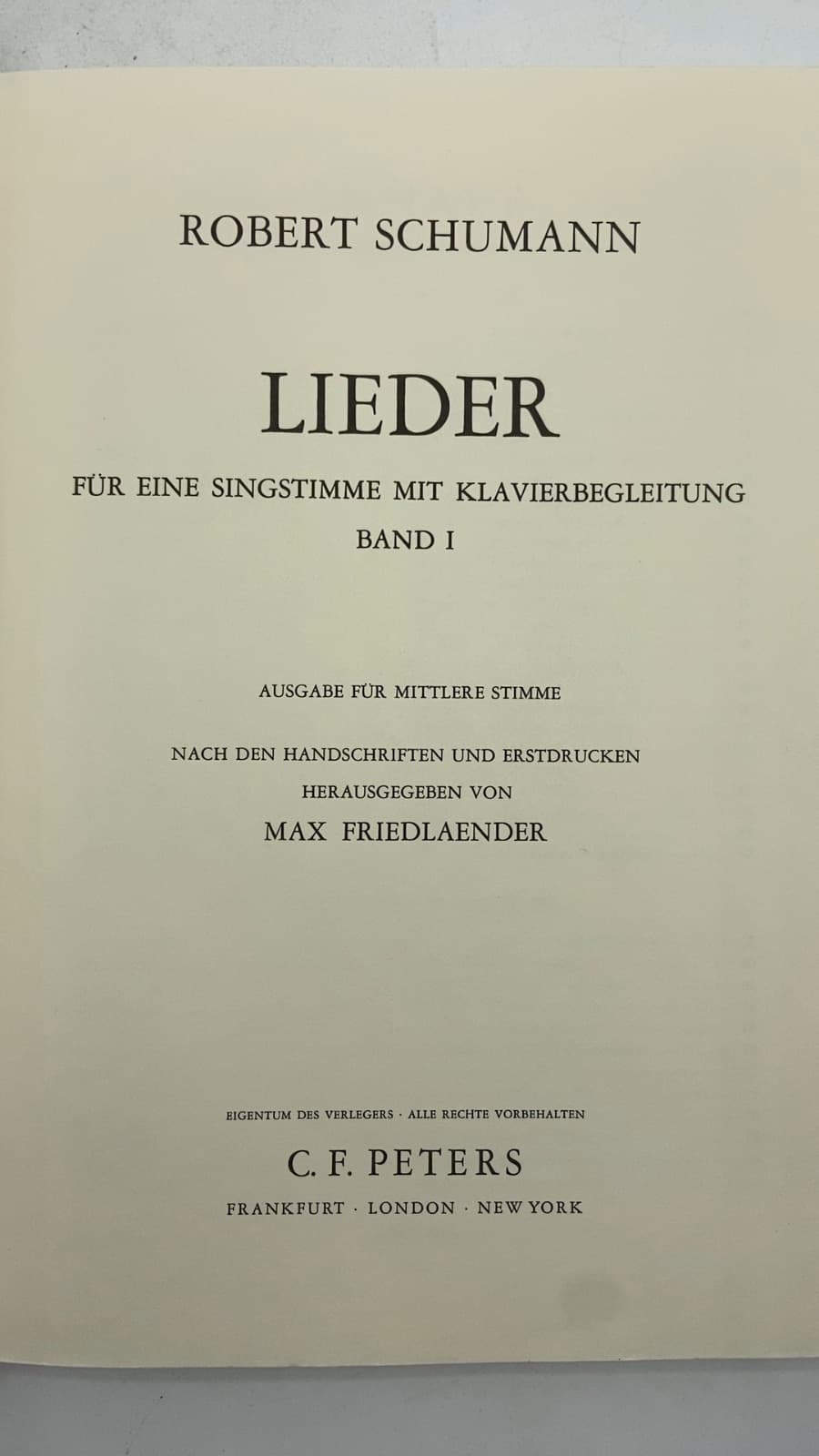 Lieder I by Robert Schumann - title page