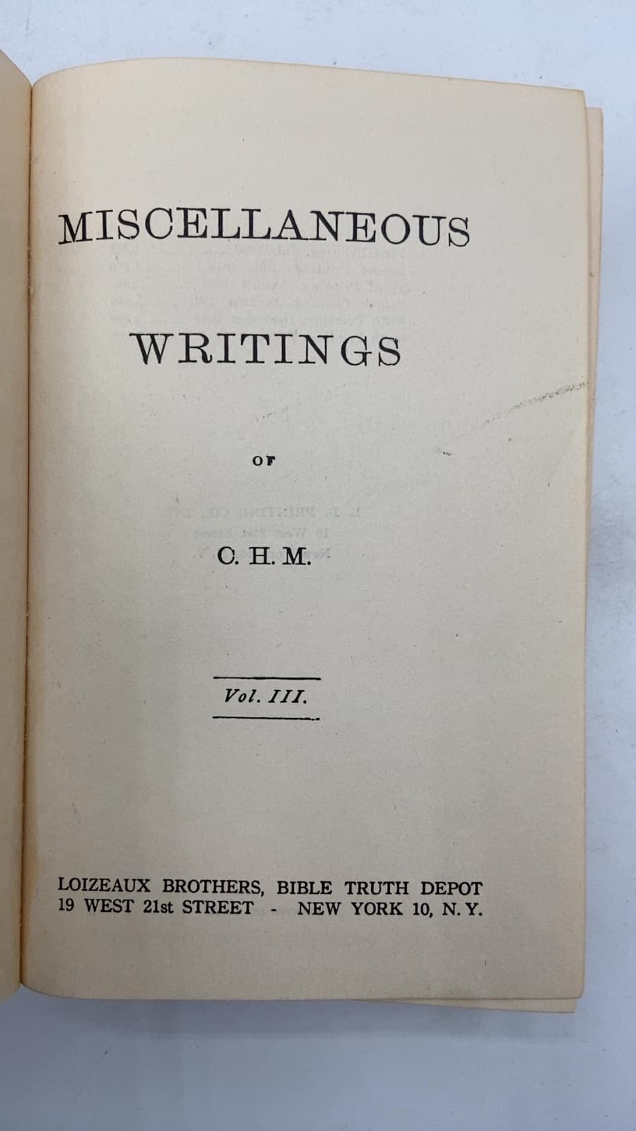 Miscellaneous Writings by C.h.m. - title page