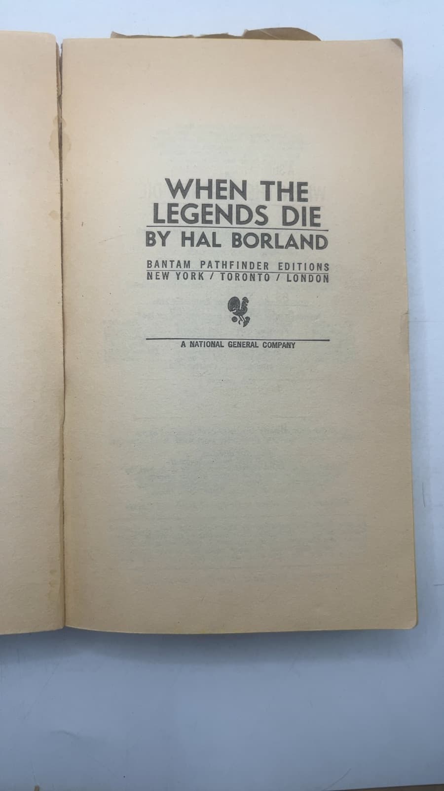 When THE Legends DIE by Hal Borland - title page