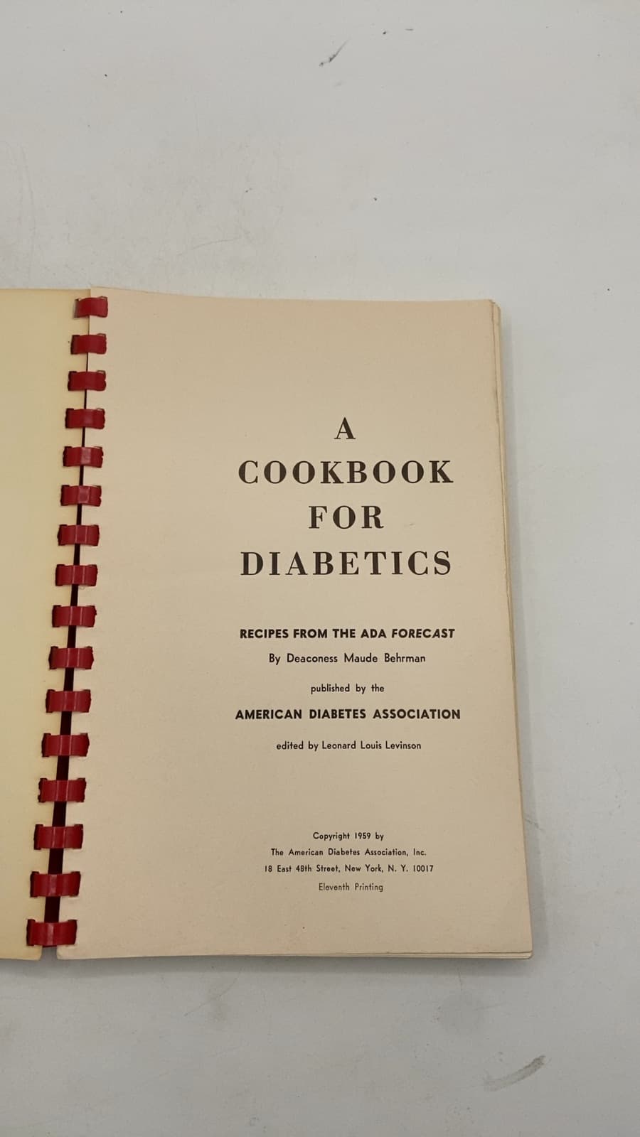 A Cookbook for Diabetics by Deaconess Maude Behrman - title page