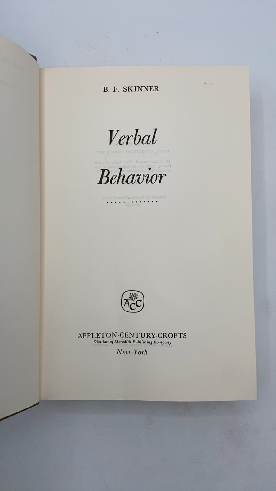 Verbal Behavior by B. F. Skinner - title page