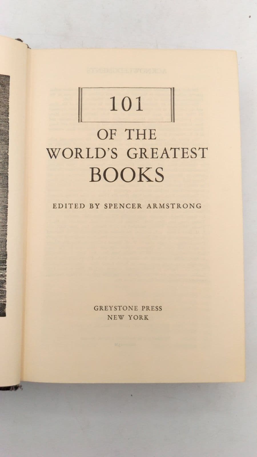 101 of the World's Greatest Books by Edited by Spencer Armstrong - title page