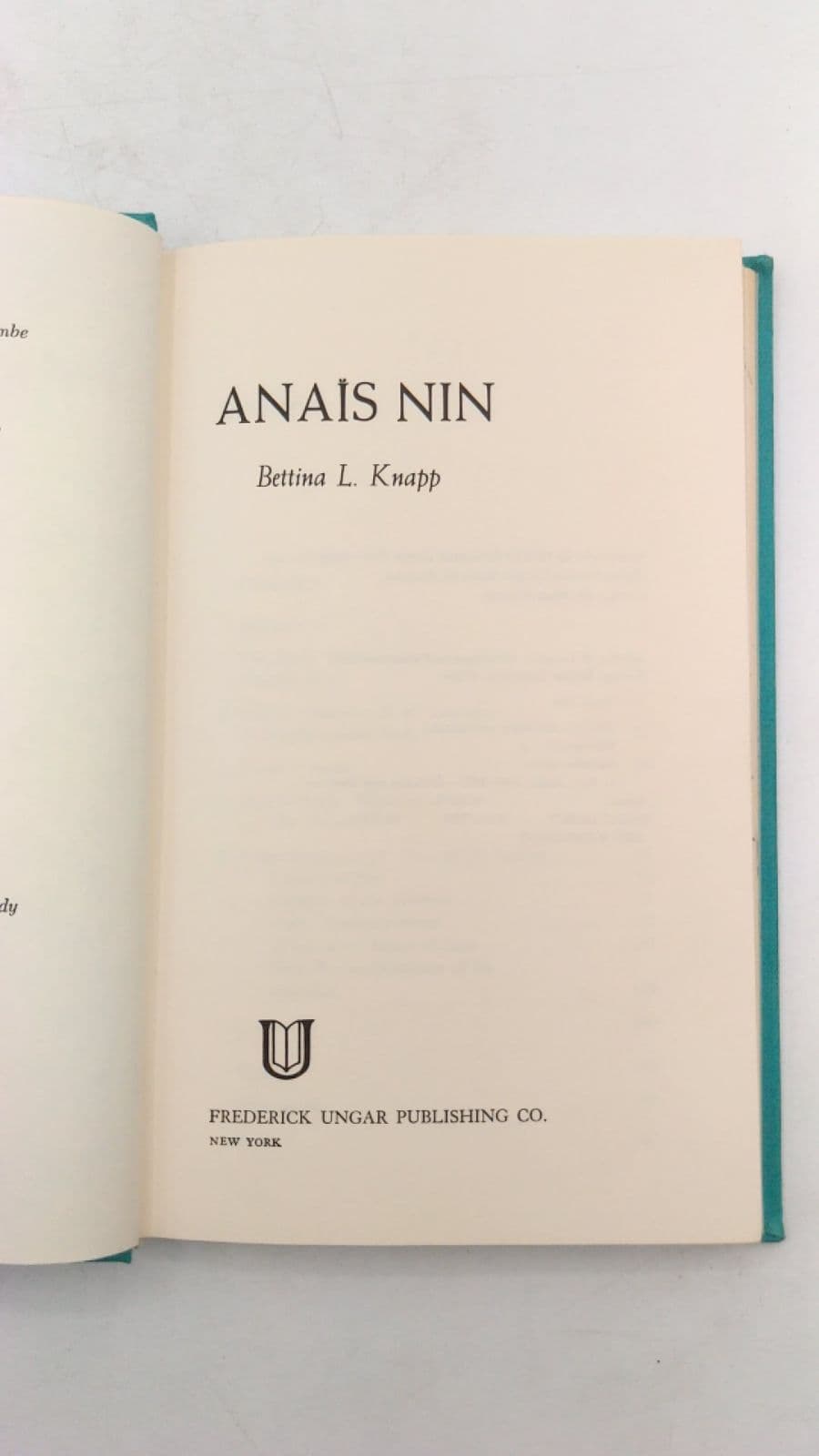 Anaïs NIN by Bettina L. Knapp - title page