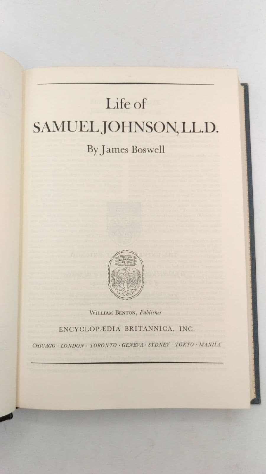 Life of Samuel Johnson, LL.D. Great Books No. 44 by James Boswell - title page