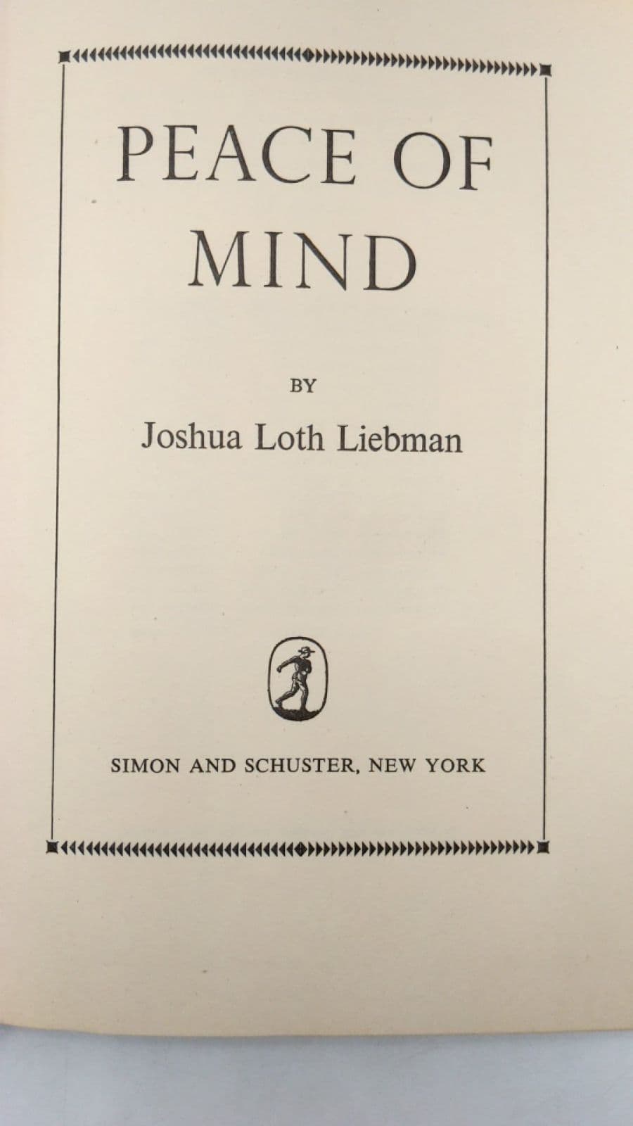 Peace of Mind by Joshua Loth Liebman - title page