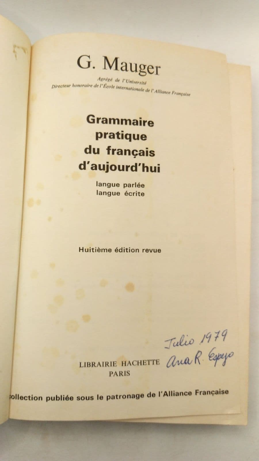 Grammaire pratique du français d'aujourd'hui by G. Mauger - title page