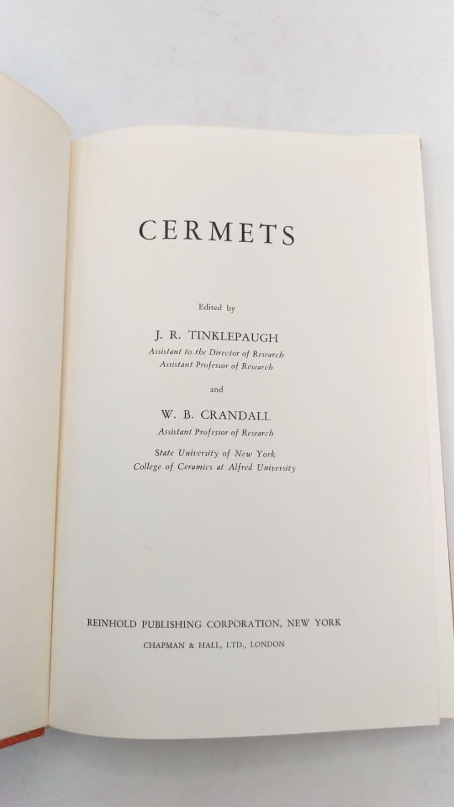 Cermets by J. R. Tinklepaugh and W. B. Crandall - title page