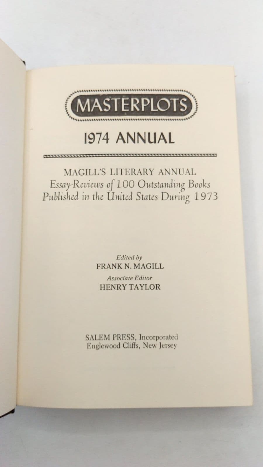 Masterplots 1974 Annual by Frank N. Magill - title page