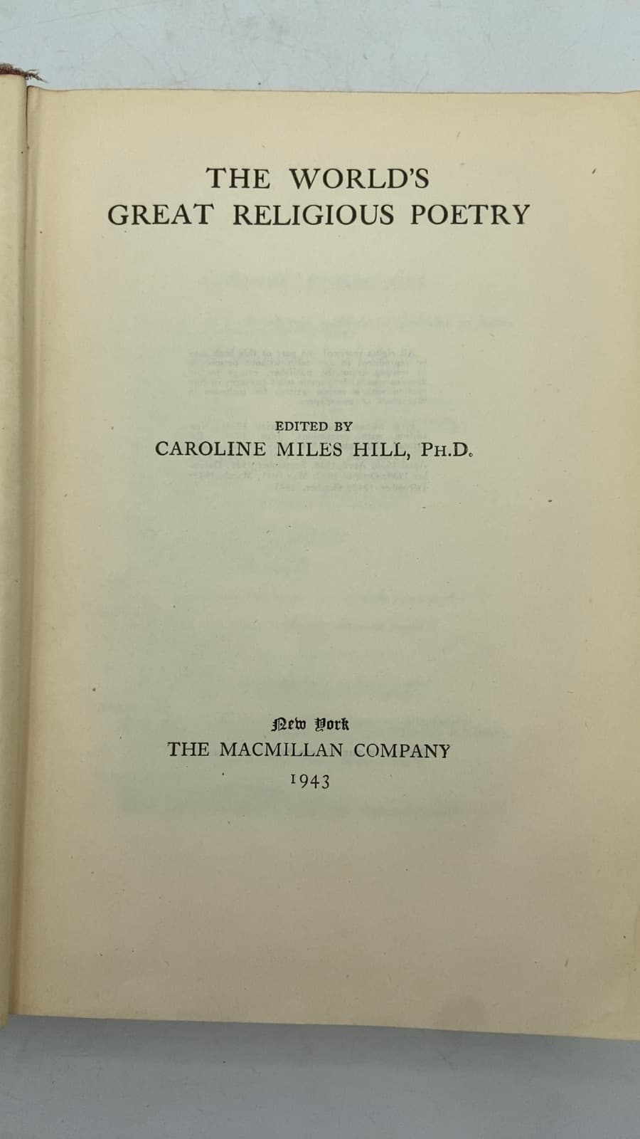 THE World's Great Religious Poetry by Caroline Miles Hill, Ph.D. - title page
